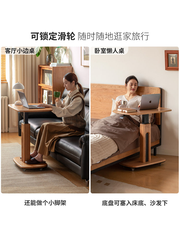 实木书桌简约樱桃木升降桌书房休闲桌小户型移动边几