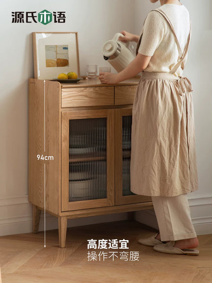 实木餐边柜简约现代橡木小户型茶水柜北欧餐厅原木储物柜