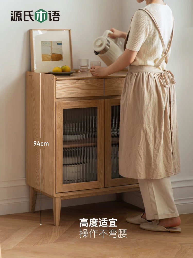 实木餐边柜简约现代橡木小户型茶水柜北欧餐厅原木储物柜