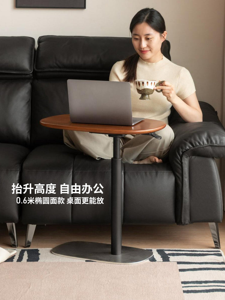 实木升降边几客厅中古风小茶几阳台圆几包豪斯沙发边桌