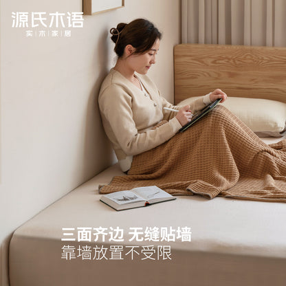 实木床卧室家具双人床简约橡木悬浮床小户型床置物床
