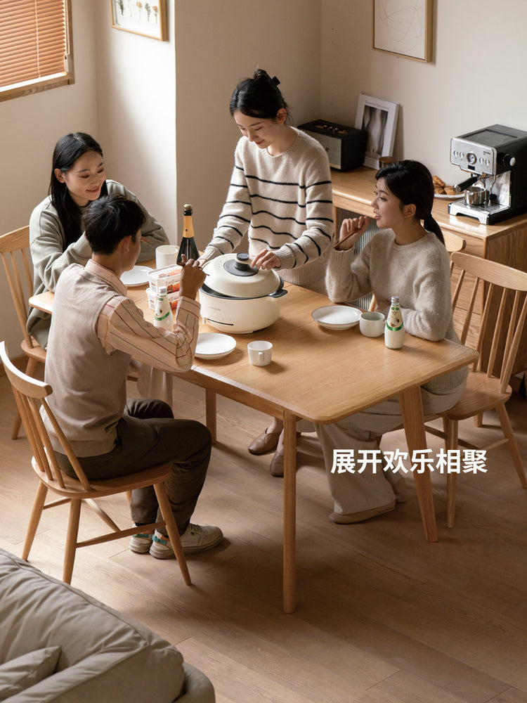 实木餐桌北欧靠墙伸缩长桌子餐厅橡木饭桌原木餐桌椅