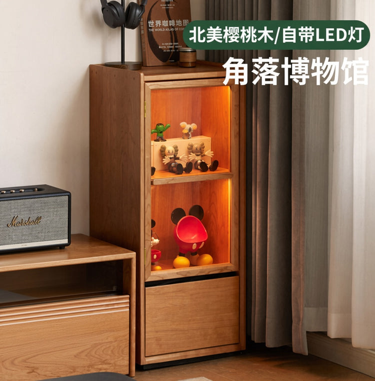 实木边柜客厅现代简约收纳储物柜小户型樱桃木展示柜