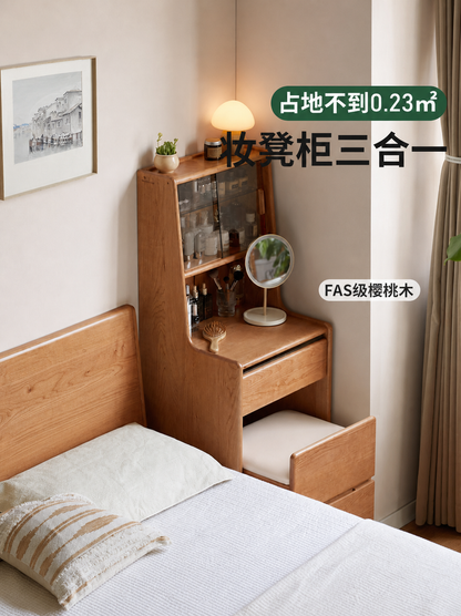 实木化妆桌卧室复古樱桃木化妆台多功能小户型梳妆台