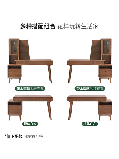 实木书桌小户型书房电脑桌橡木简约化妆桌可伸缩桌子