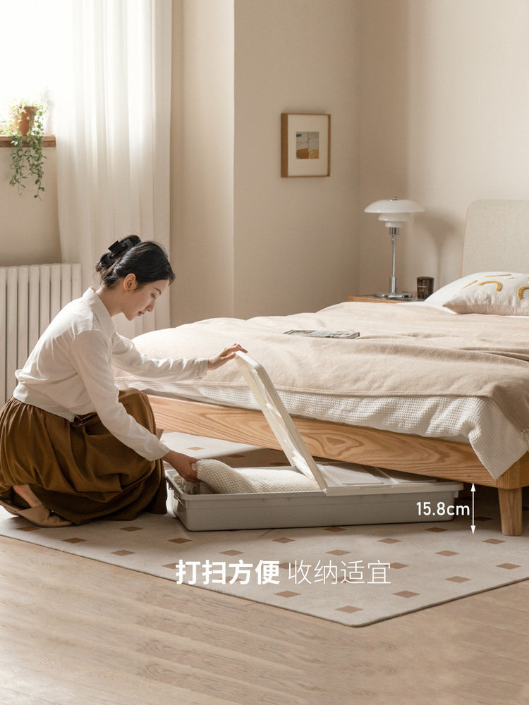 全实木床橡木软包1米8双人床北欧简约现代1.5米主卧家具