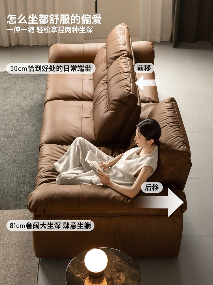 真皮沙发意式轻奢大坐深三人位客厅大户型直排沙发