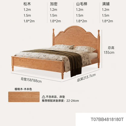 实木床法式复古大板床卧室樱桃木双人床1.8m1.5m大床
