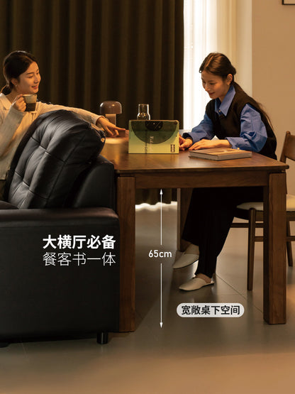 实木餐桌黑胡桃木餐厅吃饭桌子工作台休闲长桌大板桌