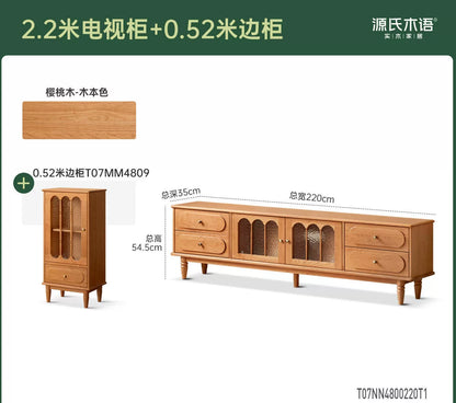 实木电视柜高款客厅法式复古收纳储物中古樱桃木地柜
