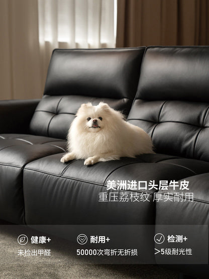 真皮沙发客厅白色三人位沙发意式高靠背黑莓皮沙发