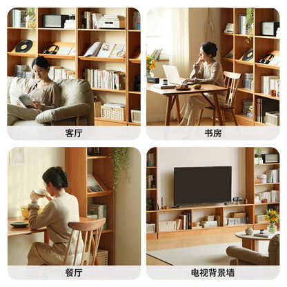 源也搭搭满墙书柜樱桃木书架实木置物架