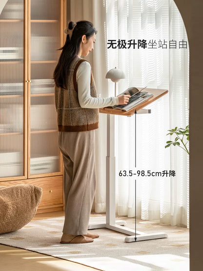 实木书桌移动床边升降桌子书房电脑桌橡木沙发边几