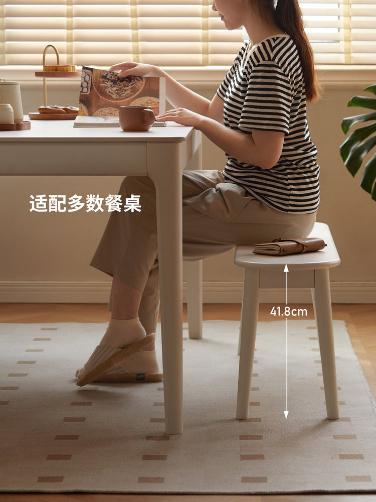 实木长条凳餐厅法式奶油风长凳简约休闲板凳白色凳子