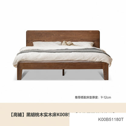 实木床现代简约黑胡桃木双人床北欧卧室木蜡油家居大板床