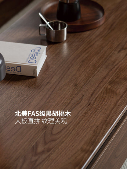 实木茶几意式轻奢黑胡桃木茶台客厅长方形小户型茶桌