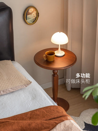 实木边几客厅复古小圆几沙发侧边桌中古小圆桌床头柜