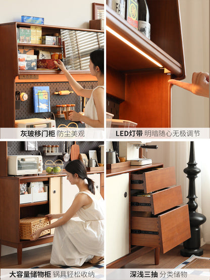 实木餐边柜餐厅中古风储物柜包豪斯复古收纳柜橱柜