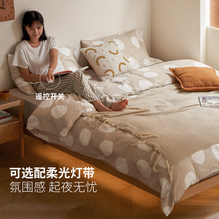 实木床主卧室无床头榻榻米橡木夜光悬浮床现代简约双人床