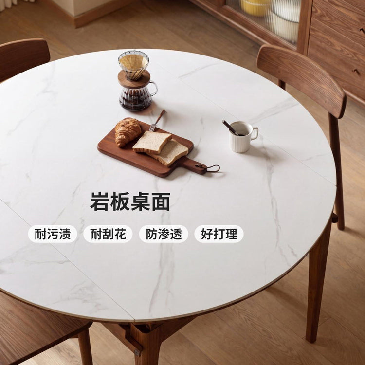 实木餐桌橡木折叠圆桌小户型简约饭桌吃饭可伸缩桌子