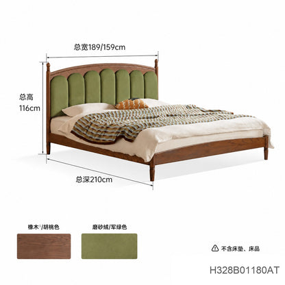 实木床法式真皮床卧室复古黑胡桃木软靠床中古风大床