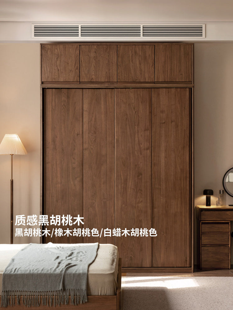 实木衣柜顶柜现代简约白蜡木储物柜卧室橡木樱桃木组合柜