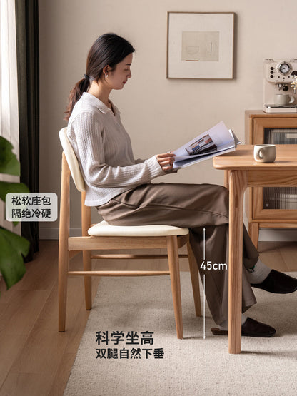 实木餐厅餐椅椅子科技布软包靠背椅休闲椅书椅学习椅