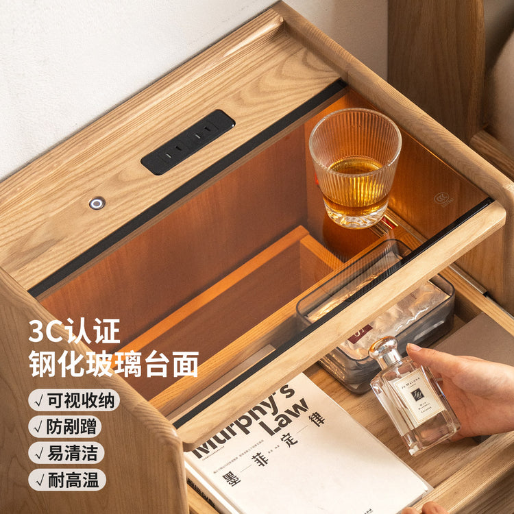 实木床头柜现代简约储物柜卧室床边柜子白蜡木收纳柜