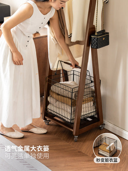 实木挂衣架现代简约衣帽架卧室可移动收纳架小户型置物架
