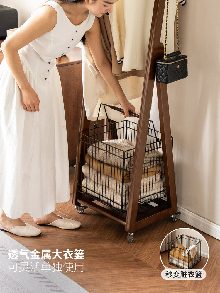 实木挂衣架现代简约衣帽架卧室可移动收纳架小户型置物架