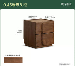 [Pre-sale 33 days] Italian-style luxury solid wood nightstand, black walnut storage cabinet, compact bedroom storage unit