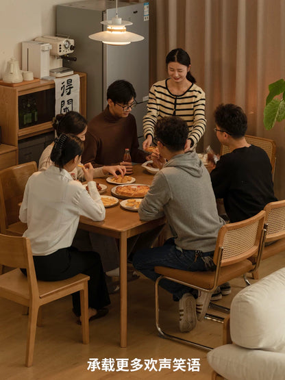 实木餐桌餐厅现代简约饭桌可靠墙长桌白蜡木桌椅组合