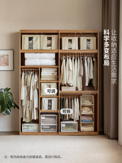 实木衣柜现代骨骼线大衣橱白蜡木卧室简约储物柜黑标家具