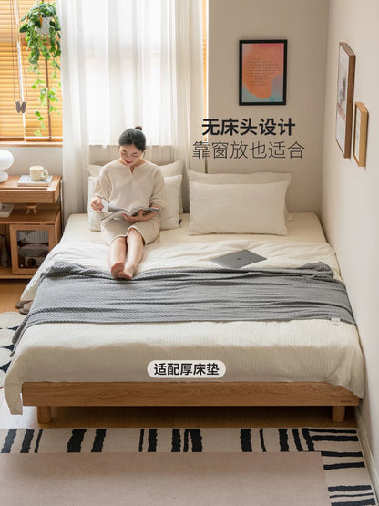 实木床落地榻榻米简约地台床橡木双人床卧室无床头床
