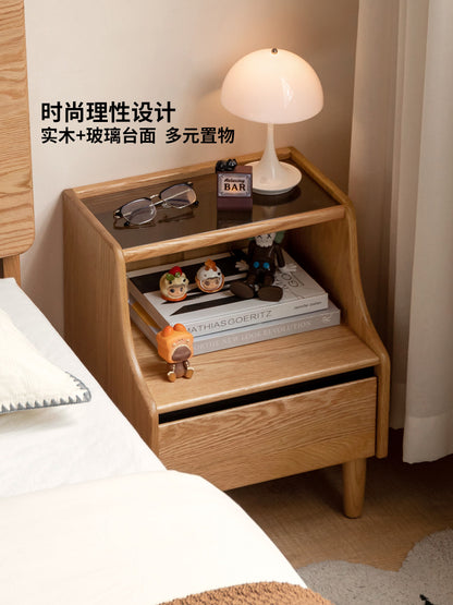实木储物柜现代简约床边柜子卧室原木色床头柜合集