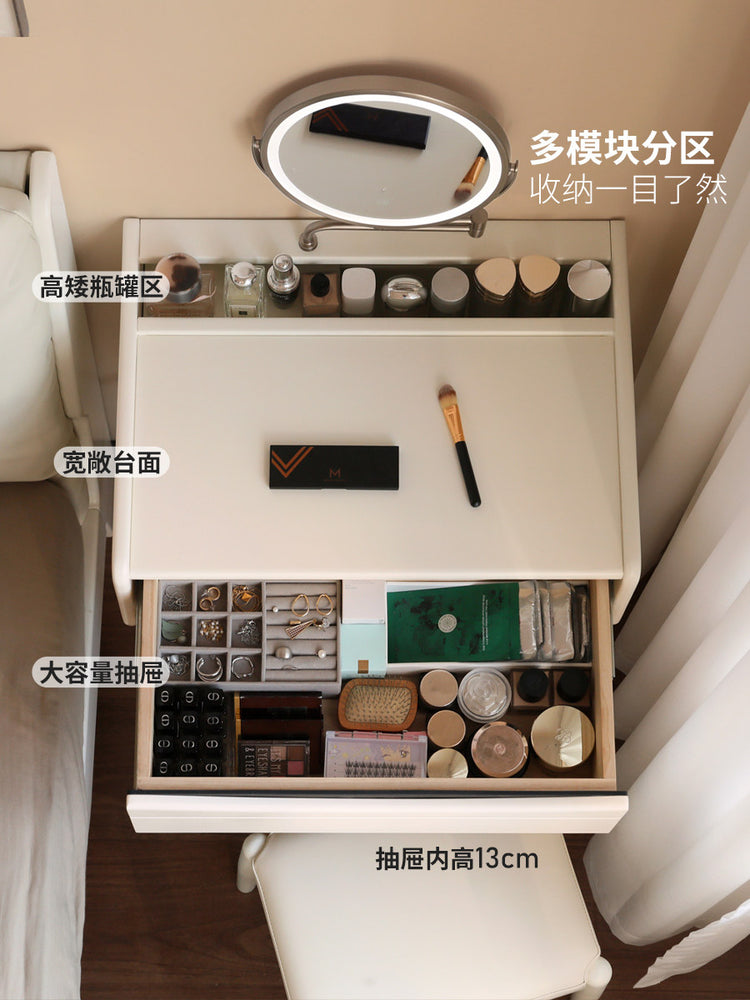 实木梳妆台小户型白色化妆桌奶油风卧室桌子简约化妆台