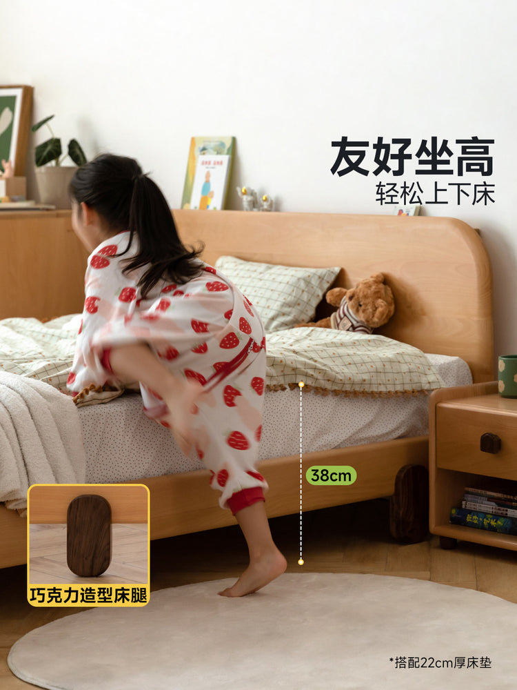 实木床北欧橡木儿童床现代简约1.2米单人床卧室环保家具