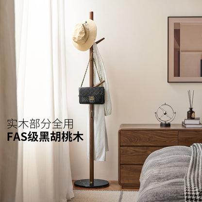 实木衣帽架挂衣架落地卧室衣架黑胡桃木客厅挂包架