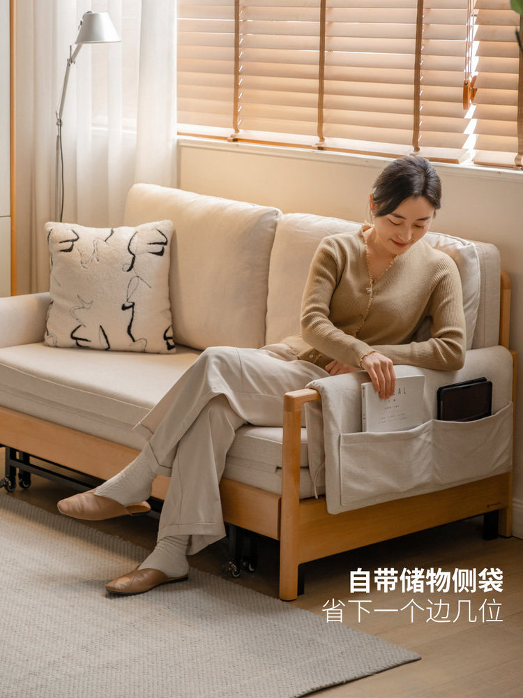 实木沙发床现代简约客厅多功能两用床北欧小户型可折叠床