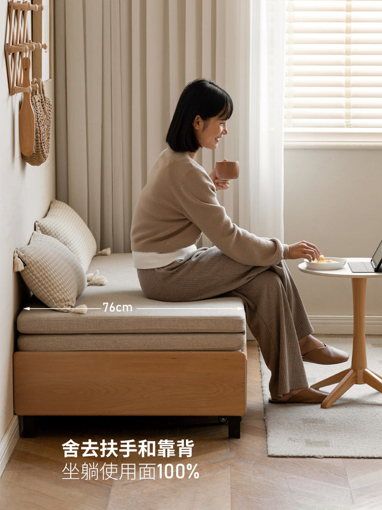 实木沙发床折叠沙发小户型坐卧两用无扶手抽拉床