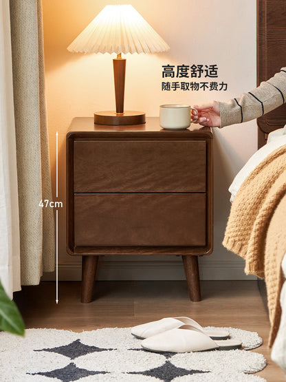 实木床头柜现代简约储物柜卧室胡桃色床边柜子收纳柜