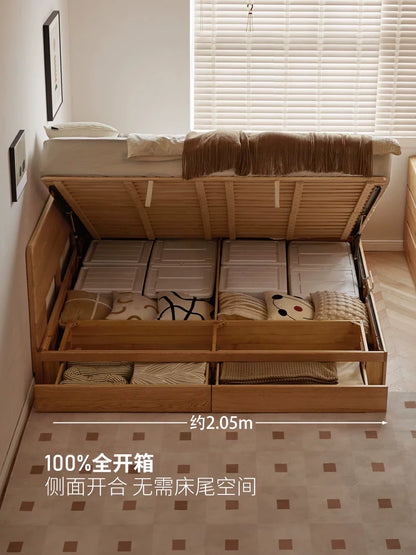 实木床橡木原木风榻榻米卧室抽屉箱体床小户型双人床