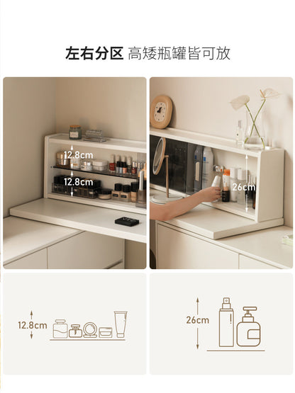 全实木化妆桌白色奶油风伸缩梳妆台斗柜一体收纳柜化妆台