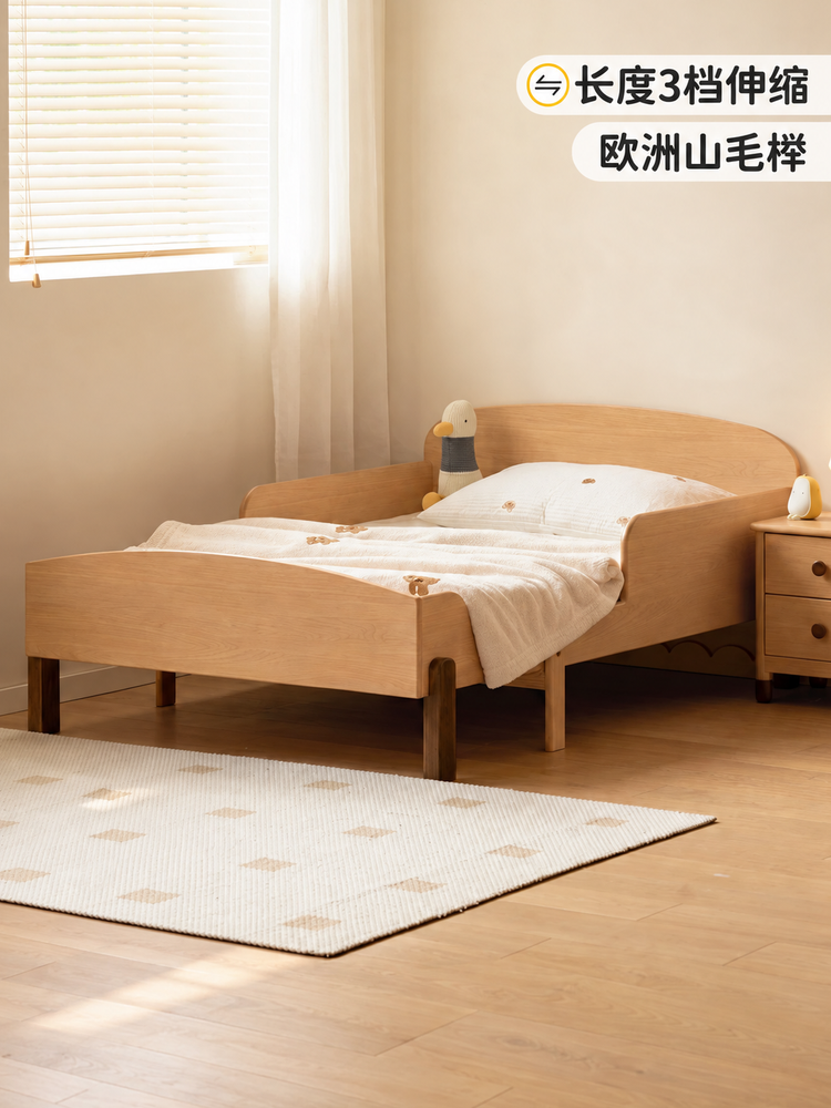 实木床带护栏单人床省空间伸缩拼接床青少年抽拉床
