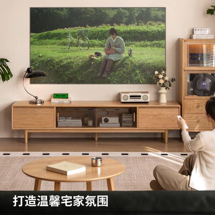 实木电视柜客厅现代简约收纳储物柜小户型橡木地柜