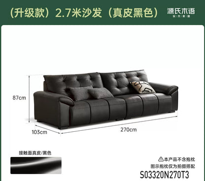 真皮沙发现代简约头层牛皮皮沙发客厅大黑熊直排沙发
