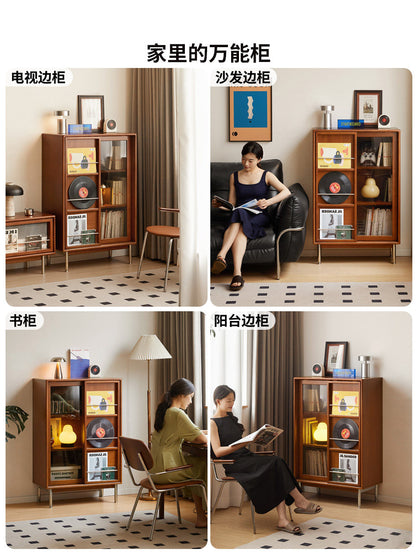 实木边柜客厅包豪斯展示柜中古风收纳储物柜移门书柜
