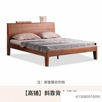 全实木床北欧卧室黑胡桃木大床现代简约1.5米1.8米双人床