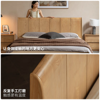 实木床意式轻奢白蜡木大板床卧室原木大床1米8双人床