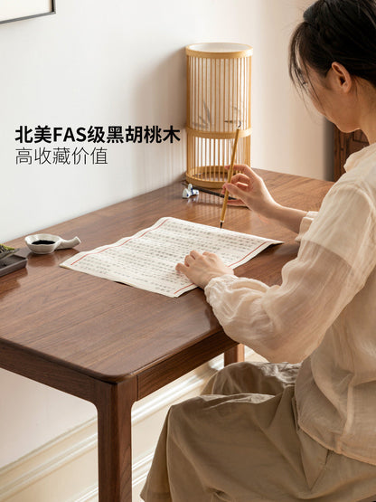 实木新中式书桌黑胡桃木书法桌办公桌写字桌禅意画案桌子